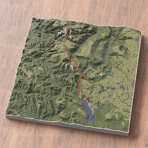 Carte 3D des voies terrestres | Art mural carte des sentiers de randonnée | Parc national du lac Sainte-Claire | Tasmanie Australie | Cadeau pour les amoureux de la nature | Revivez votre randonnée