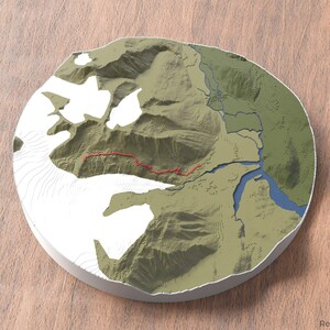 Mapa 3D del sendero del campo de hielo Harding / Parque nacional de los fiordos de Kenai, Alaska, EE. UU. / Arte mural topográfico / Regalo para amantes de la naturaleza y buscadores de aventuras