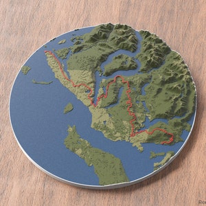 Sunshine Coast Road Landkarte 3D | Kanadische Küsten Topo Wand Kunst | Britisch-Columbien Kanada | Strand Wandern Dekor | Gedenken Ihrer Reise