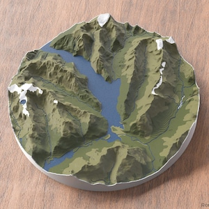 Mapa 3D de Milford Sound | Arte de parede de mapa de destino | Parque Nacional de Fiordland | Lembrança de viagem da Nova Zelândia | Lembrança de mochileiro ao ar livre