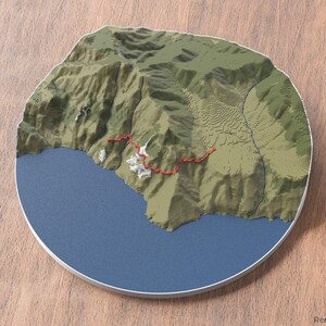 Carte 3D du Chemin des Dieux | Sentiero Degli Dei | Art mural carte des sentiers de randonnée | Côte amalfitaine Italie | Itinéraire européen de randonnée | Impression paysage pittoresque