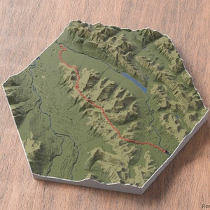 Mapa 3D de Skyline Trail / Mapa de senderos para senderismo / Arte mural / Parque Nacional Jasper / Alberta, Canadá / Impresión de paisajes panorámicos / Recuerdo de viaje de senderismo