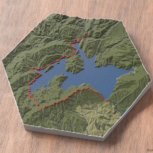 Lake Waikaremoana Track 3D Karte | Te Uruwera Nordinsel | Neuseeland Great Walks | Wanderkarte Wandbild | Trampelnde Liebende, Souvenir