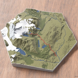 Mapa 3D de Laguna de los Tres / Mapa de senderos del monte Fitz Roy en la Patagonia / Argentina / Arte mural / Regalo para amantes del senderismo / Celebre su viaje