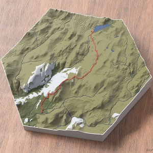 Carte 3D du sentier Clouds Rest | Art mural de sentier de randonnée topographique | Parc national de Yosemite Californie Etats-Unis | Impression de paysage pittoresque | Décoration rustique