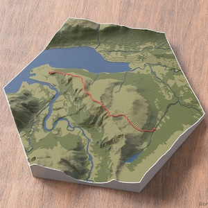 Romsdalseggen Mapa 3D / Ruta de senderismo Mapa Arte mural / Región de Romsdal Åndalsnes Noruega / Regalo para mochileros / Amantes del vagabundeo Recuerdo de viaje