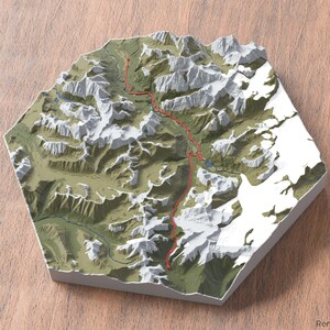3D-kaart Crow Pass Trail | Chugach State Park, Alaska, VS | Kunst routekaart | Schilderachtige landschapsprint | Rustiek decor | Herdenk je avontuur