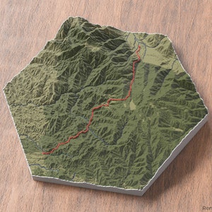 Mapa 3D de la ruta Kokoda / Mapa artístico de rutas para mochileros / Cordillera Owen Stanley / Papúa Nueva Guinea / Regalo para excursionistas / Recuerdo de viaje para amantes de las caminatas