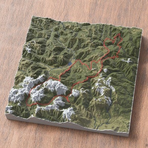 Gipfel der Balkanregion 3D | Wanderkarte Kunst | Albanien Kosowobuchstaben-Montenegro | Malerische Alpenlandschaft Poster | Balkan Natur Kunstwerk
