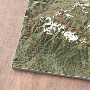 Carte 3D du circuit des Annapurnas | Art mural carte des sentiers de randonnée | Massif des Annapurnas | Népal Himalaya | Décoration d'expédition de trekking | Souvenir de voyage