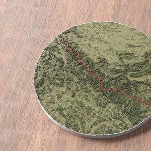 Rennsteig, carte 3D | Art mural carte des sentiers de randonnée | Forêt de Thuringe Allemagne | Cadeau pour les randonneurs et les vagabonds | Commémorez votre voyage