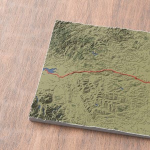 Mapa 3D del sendero del Muro de Adriano / Sendero nacional de Inglaterra / De Wallsend a Bowness-on-Solway / Arte mural con mapa del sendero rústico / Experimente su viaje