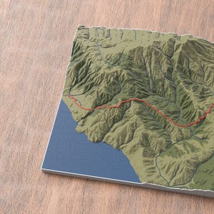 Carte 3D du sentier Dipsea | Comté de Marin Californie États-Unis | Art de sentier de randonnée | Cadeau pour les coureurs de trail et les randonneurs | Célébrez votre aventure