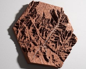 Grand Canyon Rim To Rim 3D Map Wall Art - Minimal Topographic