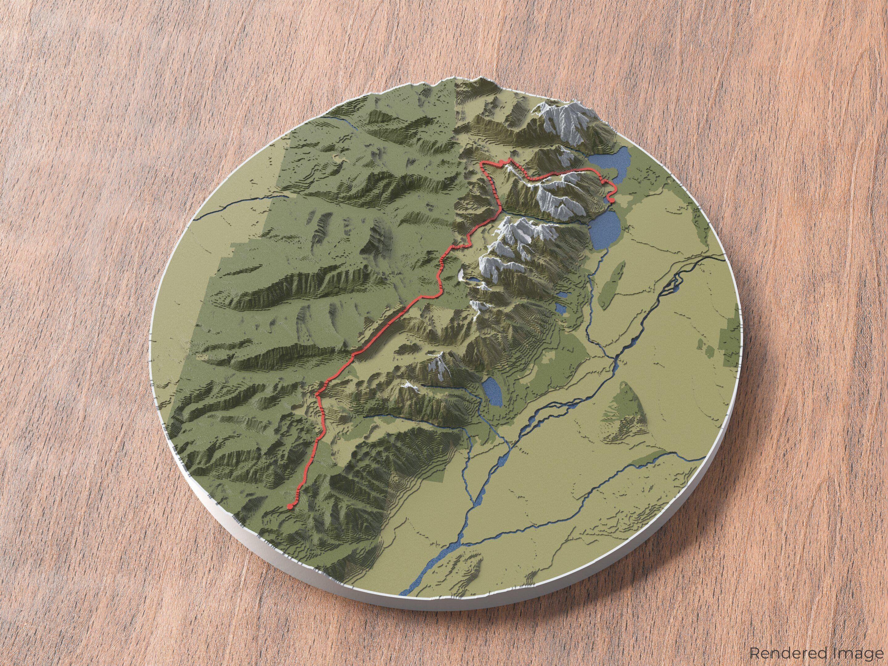 Teton Crest Trail 3D Map Hiking Trail Map Wall Art Grand Teton
