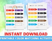 Color Matching Game, Busy Book Printable, Educational Activity, Homeschool Worksheet, Busy Binder for Toddlers