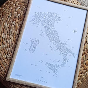 Affiche de carte d'Italie - art mural italien minimaliste - impression de carte en noir et blanc - décoration de voyage Rome Venise - téléchargement numérique