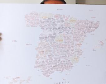 Color Map of Spain – Minimalist Wall Art Print – Spain Travel Decor – Black and White Spain Map – Madrid & Barcelona Art - Digital Download