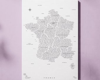 France Typography Map Print, France Map Wall Art Poster, France Map Print, France Font Map, France City Maps, France Artwork, Custom Map