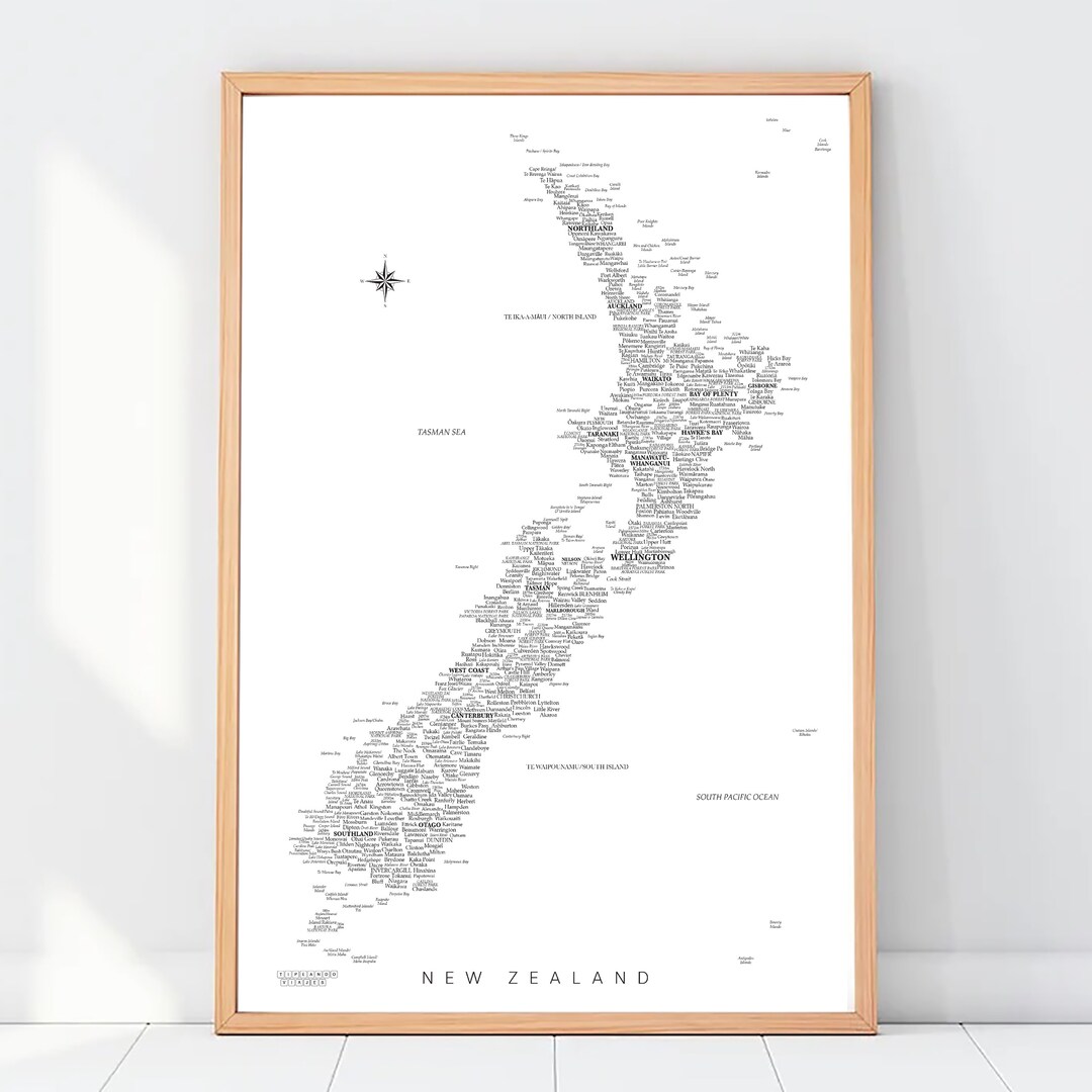 New Zealand City Map, New Zealand Gift, New Zealand Map Wall Art, New