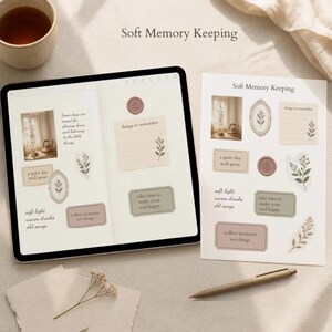 Soft Memory Keeping Digital Stickers | Goodnotes Journal Stickers | Vintage Ephemera PNG Sticker Set