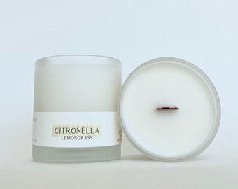 Citronella Candle – Lemongrass, Cedarwood, Wooden Wick, 7oz