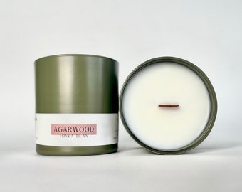Agarwood Tonka Bean Candle - 7oz Vegan Coco Apricot Creme Wax