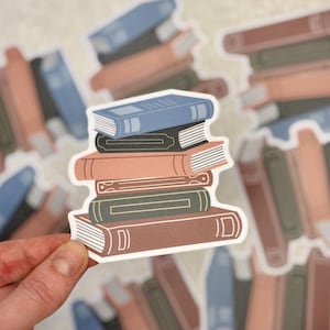 Stacked books sticker | Bookish decal for laptops, water bottles, notebooks