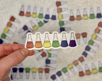 Rainbow Erlenmeyer flask sticker | Pride and science, queer decal for laptops, water bottles, and journals