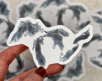 Great Lake Topography sticker | Nature and geography decal for laptops, water bottles, and notebooks