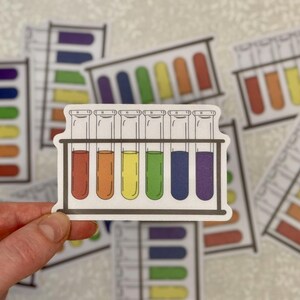 Rainbow test tubes sticker | Pride science decal | LGBTQ STEM sticker | Queer scientist gift