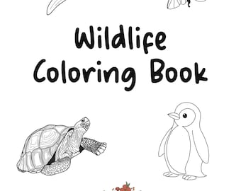 Wildlife DIGITAL coloring book, 8 cute wildlife coloring pages