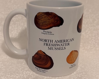 Freshwater mussel mug |  Science mug | Biology gift | Nature lover mug | Researcher coffee mug | Wildlife ceramic mug
