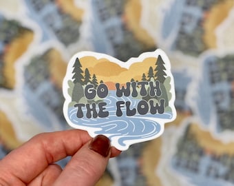 Go with the flow sticker | Wildlife and nature,  inspirational decal for laptops, water bottles, and notebooks