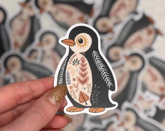 Pinguin Aufkleber | Skandinavische Natur und Wildtiere, Vogelaufkleber für Laptops, Wasserflaschen und Notizbücher
