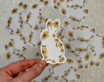 Sunflower bunny sticker | Nature and wildlife, rabbit decal for laptops, water bottles, notebooks