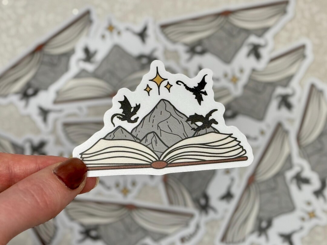 Fantasy Open Book Sticker | Bookish and Book Lover, Dragon Decal for ...