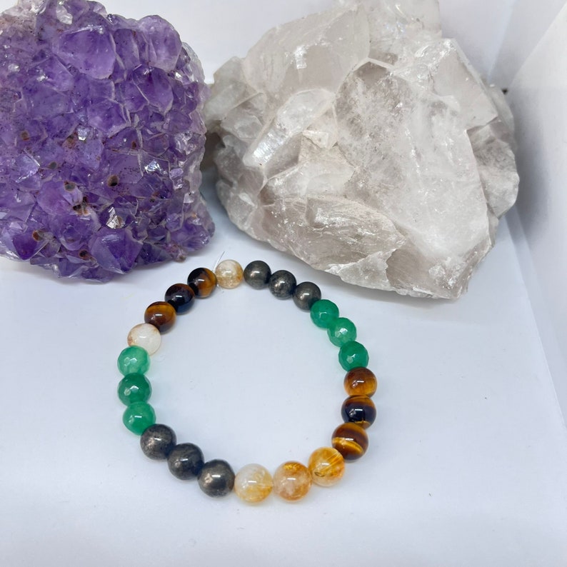 Money Bracelet,ngreen Aventurine, Citrine, Tigers Eye, Pyrite, Lucky
