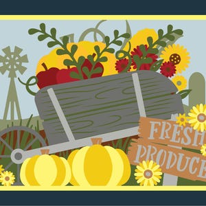 Fall Wheelbarrow Shadow Box
