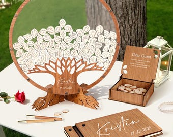 Wedding Guest Book Alternative, Family Tree Guest Book Wedding - Wood, Personalized Wedding Decor