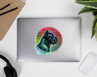 Cane Corso Vintage Sun Holographic Sticker, Italian Mastiff Decal