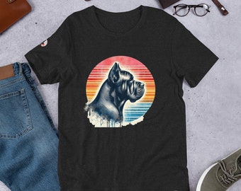 Vintage Sunset Cane Corso Unisex T-Shirt, 100% Cotton Italian Mastiff Owner Tee