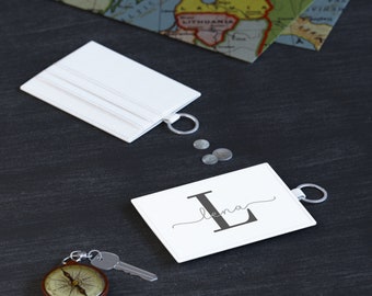 Porte-cartes en cuir Saffiano personnalisé - Personnalisé avec initiale et nom, faux cuir sans cruauté, design élégant