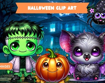 Halloween Clip Art, Spooky Digital Illustration for Crafts, Invitations, & DIY Projects I Digital Download, PNG Halloween Clip Art