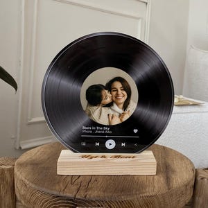 Personalized Vinyl Record with Photo - Acrylic Song Plaque - Anniversary Gift for Friends - Birthday Gift for Her Him - Mother&#39;s Day Gift
