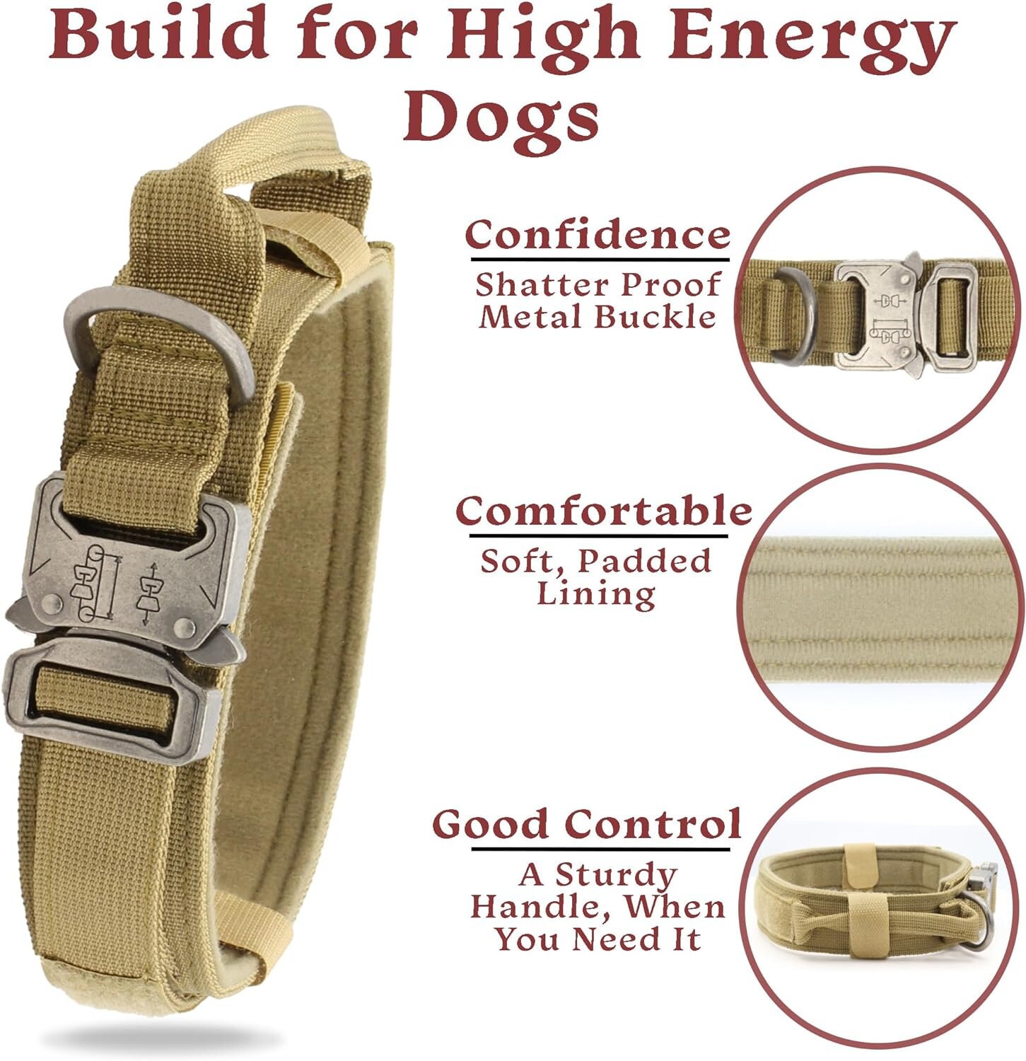 Tactical Dog Collar Military Dog Collar Adjustable Nylon Dog Collar