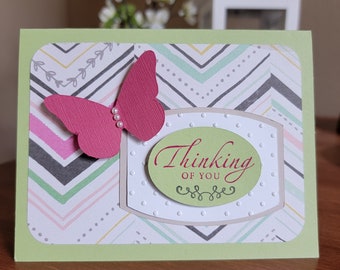 Homemade Greeting Card - Thinking of You - Floral - Butterfly - Stampin ...