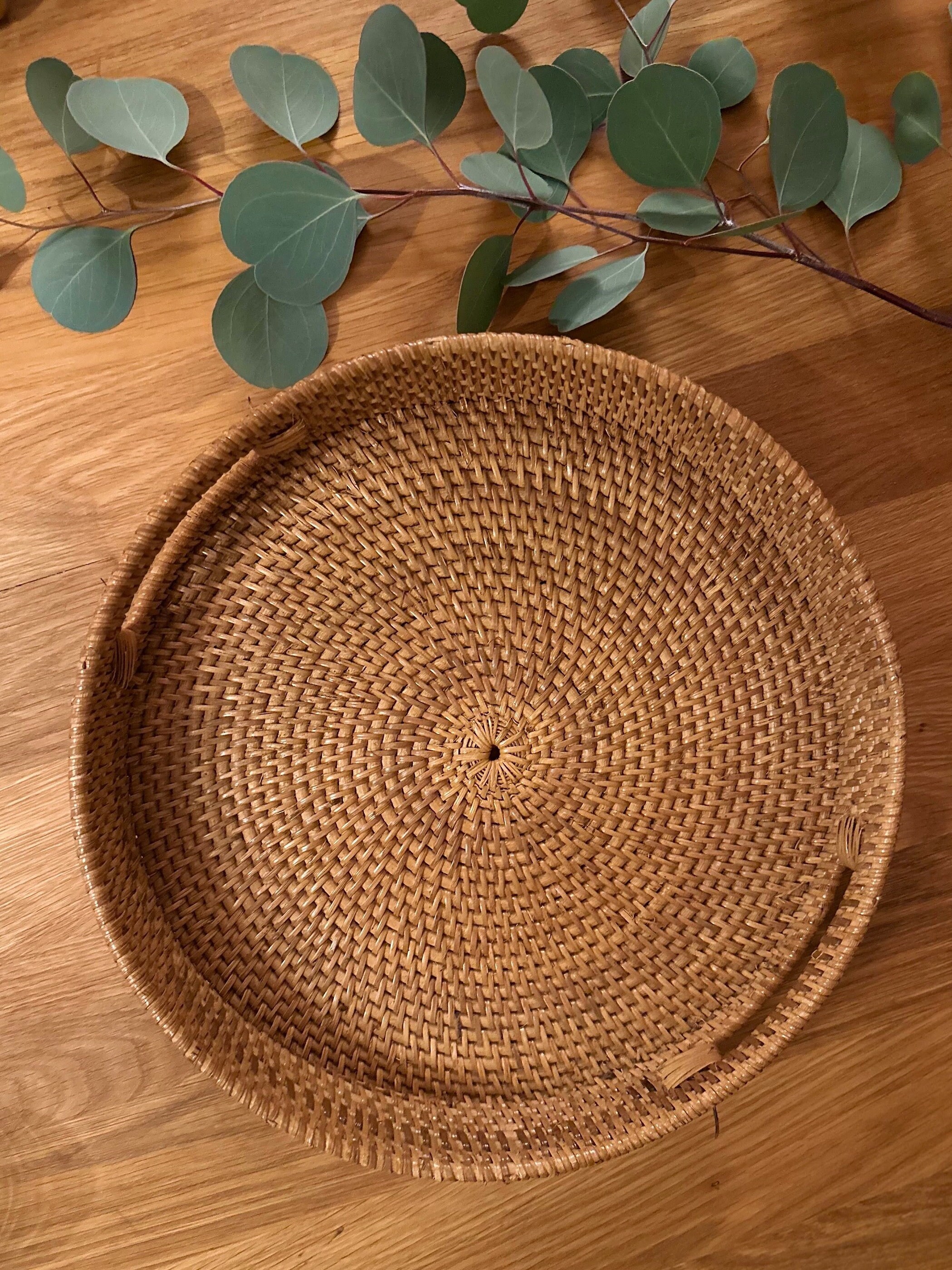 Handwoven Rattan Round Placemat Set Incl. Placemat Holder 30cm Diameter