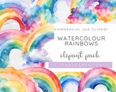 Rainbow Clipart, Rainbow Cloud PNG, Watercolour Rainbow and Cloud, Nursery Wall Art, Sublimation Clipart, Rainbow Baby, Watercolour PNG