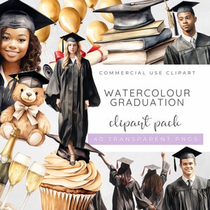 Graduation Clipart, Graduation Cap Clipart, Graduation Party Clipart, Graduation Ceremony, End of School PNG, Stacked Books, Watercolour PNG